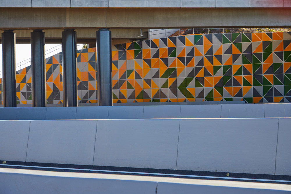 Reid Highway - Beechboro in Perth, Western Australia. Concrete panels, and an example of Precast concrete columns and piles for bridges, overpasses and building foundations