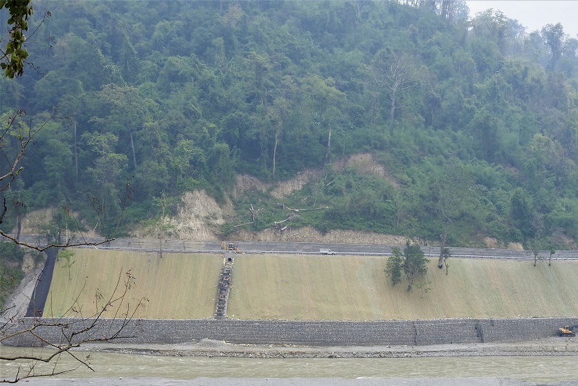 Erosion control mats stabilising a steep slope