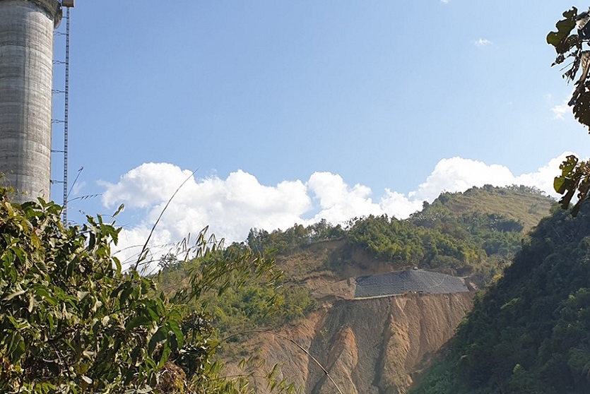 Erosion control mats on a mountain side