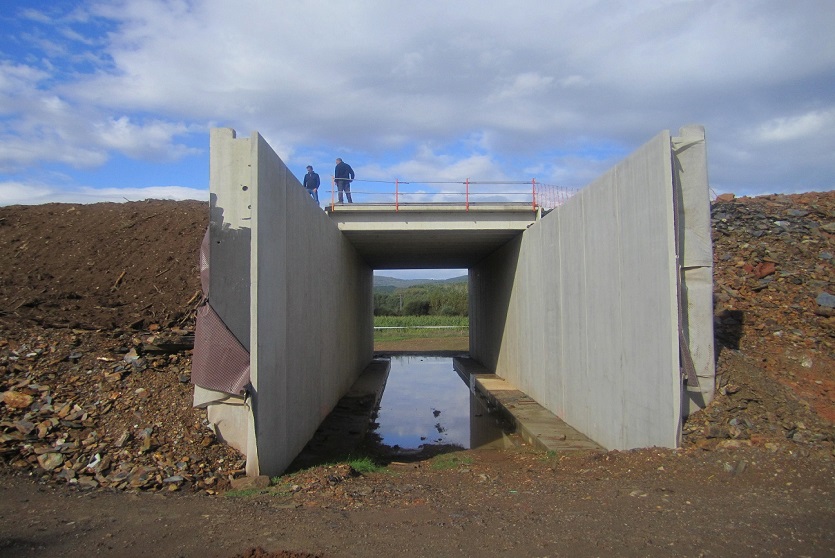 A precast concrete box culvert, underpass and bridge, TechBox, being installed by Geoquest