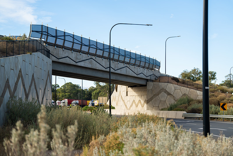 Geoquest mechanically stabilised earth walls (MSE) holding a bridge.