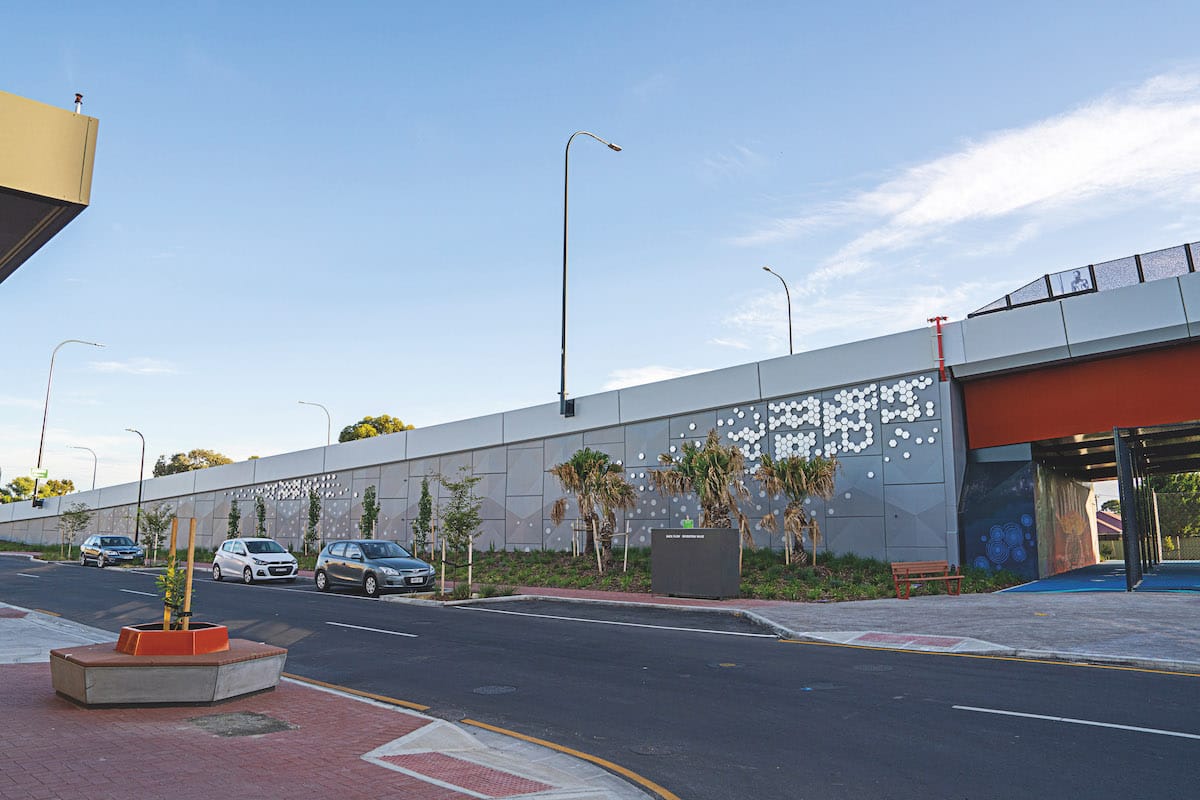 Aerial view of new construction works completed for the South Geelong to Waurn Ponds Duplication Rail Project