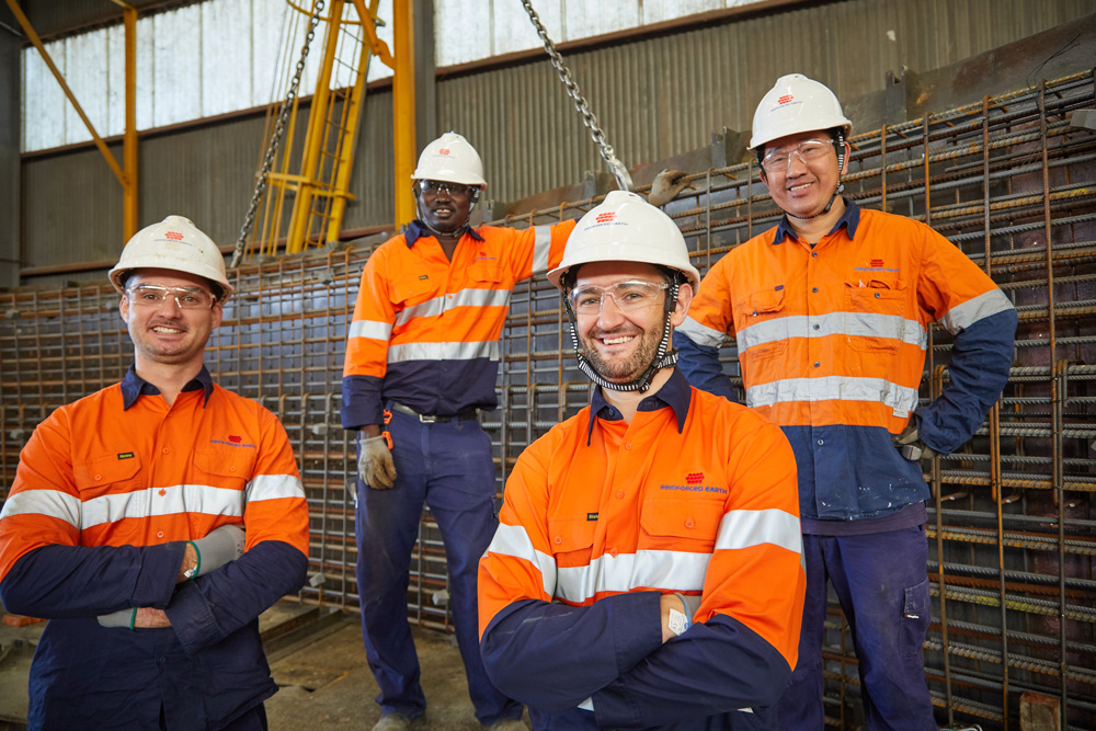 Geoquest precast concrete manufacturing colleagues pictured within our Perth factory.